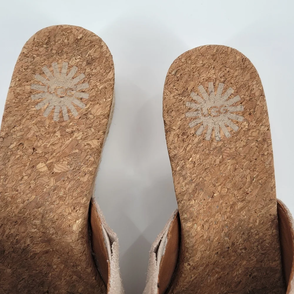 Ugg Danes Wedge Suede Leather Espadrille  Fringe Sandal 6